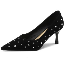 Suede Talon 7 cm Chaussure De Soirée Avec Strass Moderne Talon Aiguille Escarpin Belle Chaussures Femme Bout Pointu