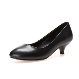Almond Toe Black Classic Pumps Shoes Kitten Heel 4 cm Low Heel