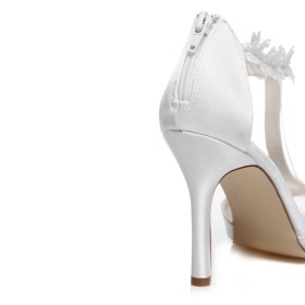 Blanche Élégantes Chaussure Mariage Bride Cheville Fermeture Éclair A Talon 9 cm Peep Toes Sandales Femmes