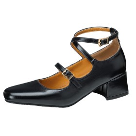 Damenschuhe Metallic Mit Blockabsatz Schwarz 5 cm Low Heel