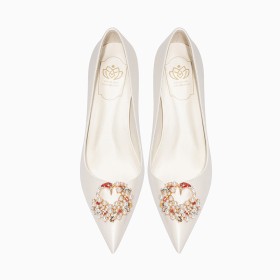 Di Raso Vintage Tacchi A Spillo Scarpe Scarpe Sposa Cerimonia Eleganti Scarpe Da Sera Con Tacchi Alto Décolleté Con Perle