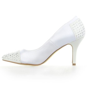 Di Raso Bianche Scarpe Donna Punta Chiusa Eleganti Con Tacco Alto Décolleté Scarpe Da Sposa Tacchi A Spillo