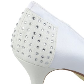 Di Raso Bianche Scarpe Donna Punta Chiusa Eleganti Con Tacco Alto Décolleté Scarpe Da Sposa Tacchi A Spillo