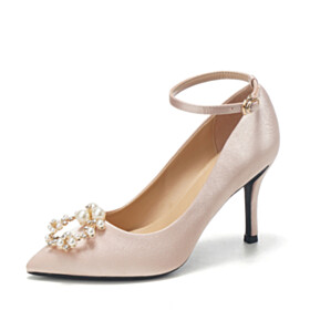 Champagne Evening Shoes Stilettos High Heel Pumps Elegant Bridal Shoes