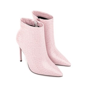 Roze Business Casual Krokodil Hoge Hak Chique Imitatieleer Mode Laarsjes dames