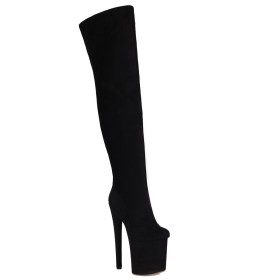 Hoge Laarzen Overknee Boots Imitatieleer 20 cm Extreem Hoge Hakken Plateauzool Klassiek Paaldans Suède Sexy