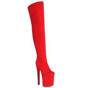 Thigh High Boot For Women Platform Tall Boots Red Classic Round Toe
