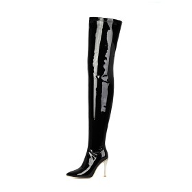 Sexy Talons Aiguilles Cuir Bottes Haute Pole Dance Botte Cuissarde À Talon Habillé