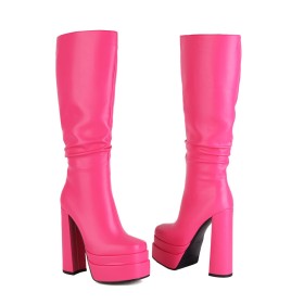 Chunky Heel Block Heel High Heel Faux Leather Going Out Footwear Knee High Boot Platform Slouch