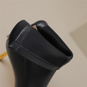 8 cm High Heels Winter Lederimitat Klassisch Boots Damen Geschlossene Sock Stiefeletten Pfennigabsatze Blockfarben