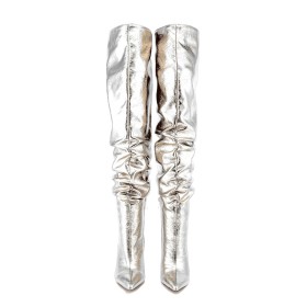 Sparkly Fashion Thigh High Boot For Women Faux Leather 12 cm High Heels Stilettos Pointed Toe Metallic