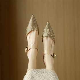 Sandals Low Heels Patent Business Casual Shoes Stilettos Satin Textured Leather Leather Kitten Heel Elegant