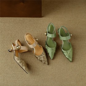 Sandals Low Heels Patent Business Casual Shoes Stilettos Satin Textured Leather Leather Kitten Heel Elegant