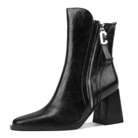 Black booties wooden heel online
