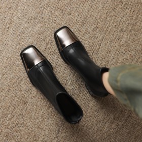 Chunky Heel Block Heel Sock 6 cm Heel Metallic Ankle Boots Elegant