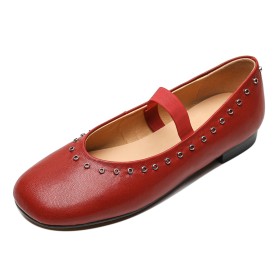 Comfort With Ankle Strap Classic Grained Flat Shoes Studded Going Out Shoes