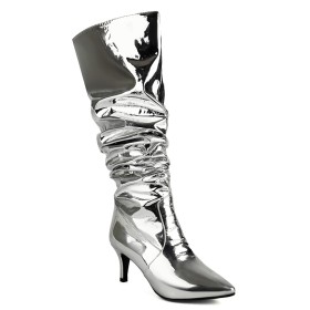 Lak Overknee Metallic Naaldhak Imitatieleer Hoge Laarzen Klassiek 7 cm Middelhoge Heels