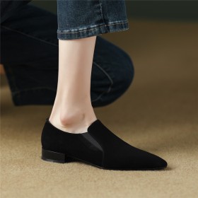 Casual Vintage Pointed Toe Moccasin Shoes Flats Suede Comfort