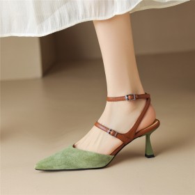 With Ankle Strap 6 cm Heeled Elegant Sandals Leather Comfortable Stylish Belt Buckle