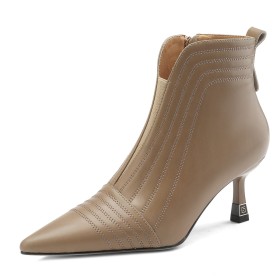 6 cm Heel Winter Elegant Leather Booties For Women Stiletto Heels