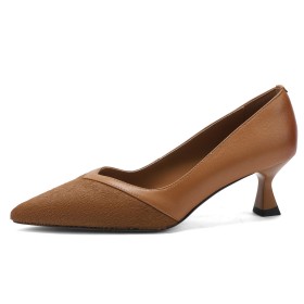 Naaldhakken Leer Bont Schoenen Dames Pumps Met Lage Hakken Comfortabele