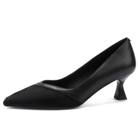 Pelz Schwarze Elegante Stiletto Schuhe Damen 5 cm Niedriger Absatz Pumps Geschlossene Zehe