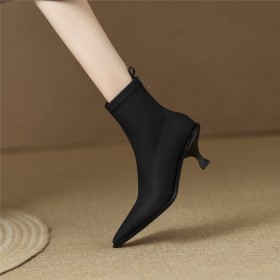 Business Casual Comfortable Ankle Boots For Women 6 cm Mid Heels Beautiful Stiletto Heels Sock