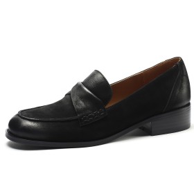 Leather Classic Black Business Casual Shoes Comfort Flats Loafers Nubuck