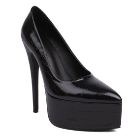 Plateau Abendschuhe Pumps Damenschuhe 15 cm High Heels Schlupfschuh Schwarze