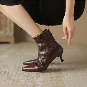 Low Heels Vintage Business Casual Shoes Leather Booties Stilettos Stylish 2023 Beautiful