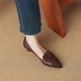Comfort Slip On Shoes Grained Block Heel Thick Heel 4 cm Low Heel Classic