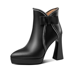 4 inch High Heel Ankle Boots For Women Thick Heel Beautiful Block Heels With Rhinestones Casual Fashion