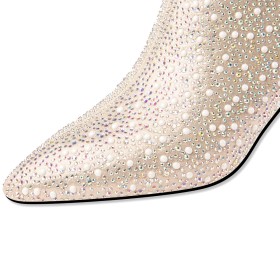 Sparkly Shooties Formal Dress Shoes Chunky Sequin Party Shoes Bridals Wedding Shoes Pointed Toe 7 cm Heeled Elegant Rhinestones