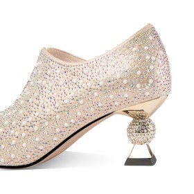 Sparkly Shooties Formal Dress Shoes Chunky Sequin Party Shoes Bridals Wedding Shoes Pointed Toe 7 cm Heeled Elegant Rhinestones