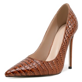 Scarpe 2025 Tacchi Spillo Moda Tacchi Alto 10 cm Ecopelle Decollete Cerimonia Eleganti Marrone