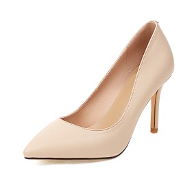 Office Shoes Business Casual 3 inch High Heel Stiletto Beige Slip On Pointed Toe Closed Toe Classic Elegant