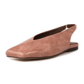 Platte Comfortabele Leer Dames Schoenen Mauve