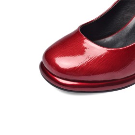 8 cm High Heel Shoes Business Casual Shoes Leather Red Elegant Classic Block Heel Pumps