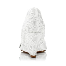 Gioiello Pizzo Decolte Zeppa Eleganti Tacco Alto 8 cm Scarpe Da Sposa Spuntate Raso Scarpe