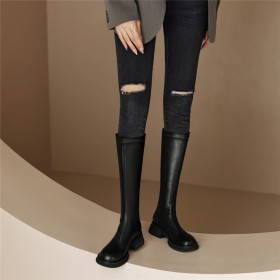 Classic Winter Knee High Boots For Women Vintage Flats Tall Boots