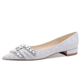 Dames Schoenen Met Lage Hak Formele Glitter Comfortabele Blokhakken Bruidsschoen Zilveren Sparkle