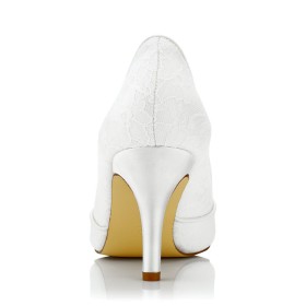 Elegante Pumps Spitze Stilettos Schuhe Weiße Brautschuhe 8 cm High Heels