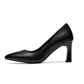 Classici Nero Tacco A Spillo Décolleté Scarpe Donna 7 cm Tacco Medio Cerimonia Ufficio Di Vernice In Pelle