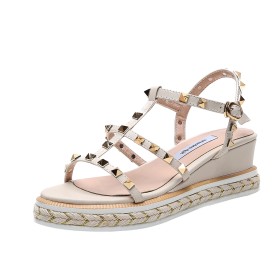 Low Heel Classic Gladiator Strappy Sandals Wedge Beach Footear Studded Espadrilles Open Toe