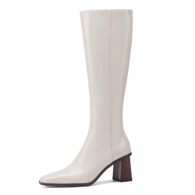 Witte lange laarzen met hak outlet