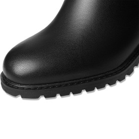 Talon Bas Bottes Hautes Femme Fermeture Éclair Fourrees Cuir Confort Talon Epais Bottes Hauteur Genoux Talons Carrés