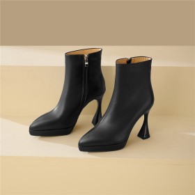 Business Casual Leather 10 cm High Heel Elegant Classic Booties For Women