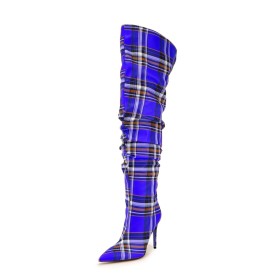 Over Knee Boots Stiletto Heels Faux Leather Fashion Tall Boot 9 cm High Heels Striped