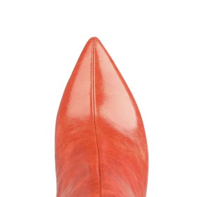 D hiver Talon Aiguille Orange Habillé D Équitation Talon Haut Bottes Haute