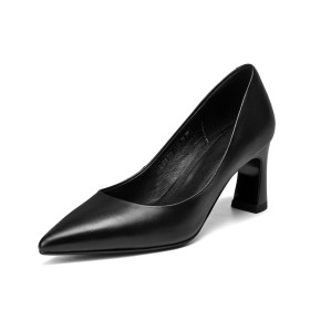 Schuhe Damen 6 cm Mittlerer Absatz Schwarz Pumps Klassisch Blockabsatz